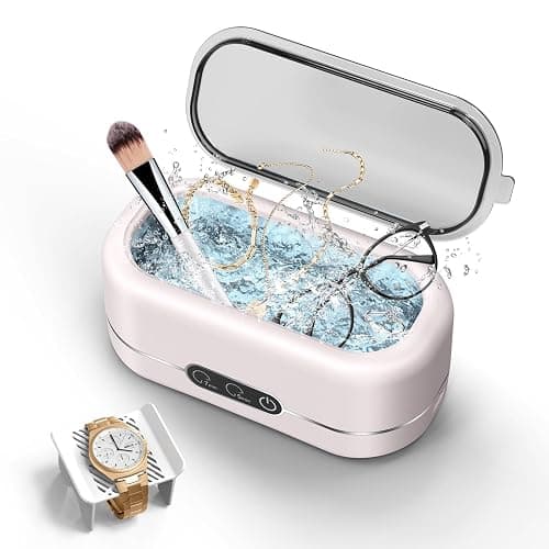 BYASKZIV Jewelry Cleaner Ultrasonic Machine, Upgraded 48KHz Ultrasonic Cleaner with 304 Stainless Steel for Jewelry, Eyeglasses, Rings, Watch Strap, Dentures-Pink thumbnail 7
