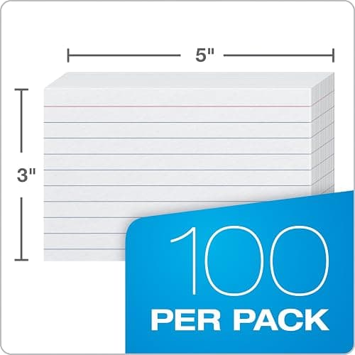 Oxford Heavyweight Ruled Index Cards, 3" x 5", White, 100 Per Pack (63500) thumbnail 2