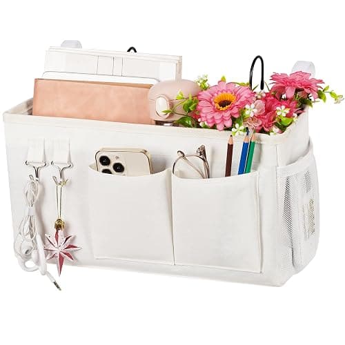 Lilithye Bedside Caddy, Bedside Storage Bag Hanging Organizer for Bunk Bed | Bed Caddy with Fixed Straps and Water Bottle Holder for Home, College Dorm, Bunk Bed, Hospital Bed and Crib Bed Rails - Image 1