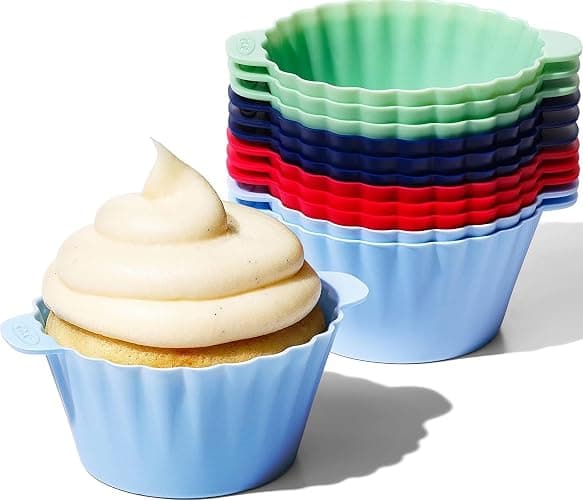 OXO Good Grips Silicone Baking Cups, Pack of 12, Reusable, BPA-Free, Dishwasher Safe, Non-Stick, Food Grade, Cupcake Cups, Muffin Cups, Cupcake Liners, Muffin Liners - Image 1