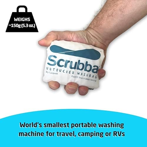 Scrubba Untouched Wash Bag - Portable Washing Machine - Eco-Friendly Manual Washing Machine for Travel, Camping, Baby Clothes - Travel Essentials, Gift - use with Laundry Detergent, & Sheets - 5.3 oz. thumbnail 3