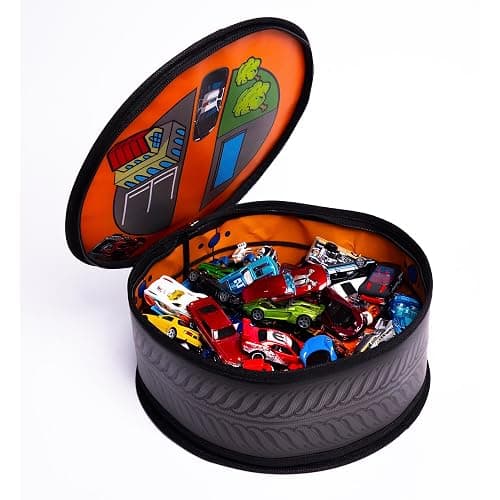 Hot Wheels Tara Toy: ZipBin Wheelie Track Pack - Unzips Into A Racetrack Mat, Holds 100 Toy Cars, Storage & Play, Circle Tire Design, Kids Ages 3+ thumbnail 4
