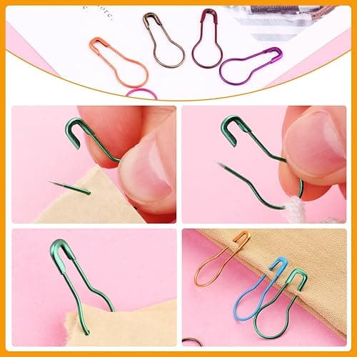 Kollase Stitch Markers, 300 pcs Crochet Markers, Metal Stitch Markers for Crocheting, Crochet Accessories and Supplies, Stitch Markers for Knitting and Crocheting, Safety Pins for Fabric and Paper thumbnail 7
