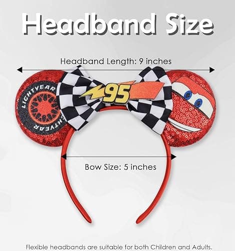 LIHELEI Mouse Ears Headband, Car Ear Headbands for Boys Birthday Party - Car Ear Headband thumbnail 3