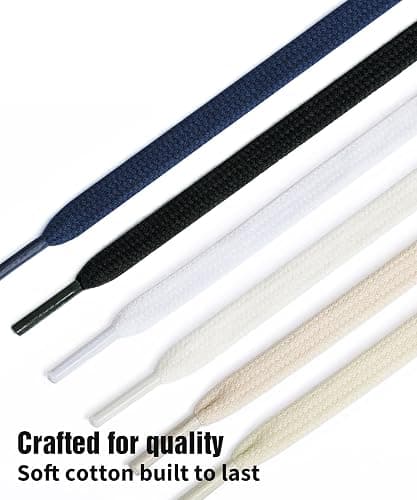 Handshop 2 Pairs Flat Athletic Shoelaces 5/16" in 40"-63" Wide Sneaker Replacement Shoe Laces - 47'' inches (120 cm) - 2 X White thumbnail 4