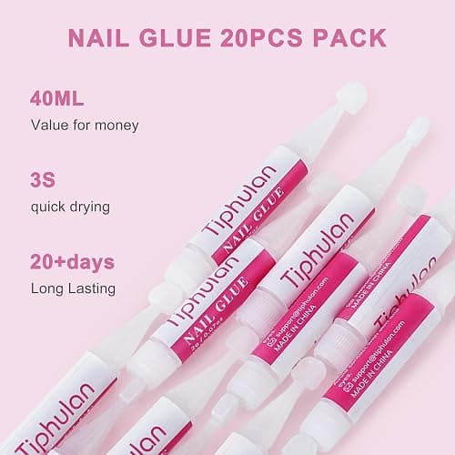Tiphulan Nail Glue for Nail Tips - 20PCS Strong Long Lasting Nail Glue for Press on Nails, Super Good Holding Fake Nails Glue Bulk Pack, Professional Adhesive Bond Nail Glue for Acrylic Nails, 2g/pcs thumbnail 2