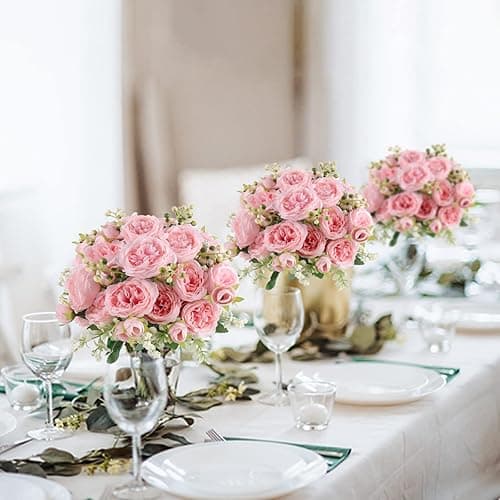 Artificial Peonies Silk Flowers, 4 Bundles Faux Peony Bouquet Florals Arrangements for Farmhouse Home Boho Wedding Table Centerpiece, Fake Plastic Flower Bulk for Vase Decoration (Light Pink) thumbnail 10