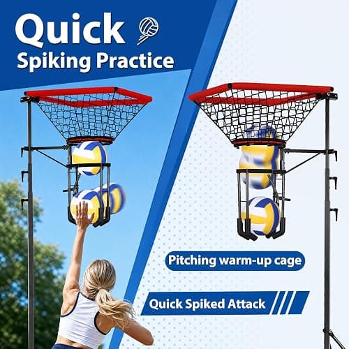 HVDI Volleyball Setter & Spike Trainer System, Heavy Duty Volleyball Training Aid Set – 88LB Sandbag Base with Dual Wheels for Easy Mobility, Adjustable Hitter & Receiver Combo System thumbnail 3