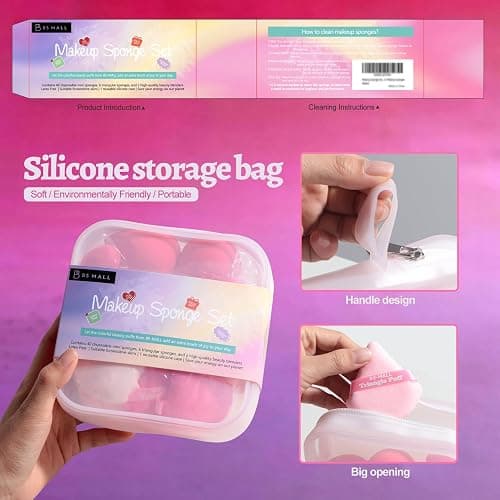 BS-MALL Mini Makeup Sponge Set Professional Triangle Puff 49 Pcs- Pro V3.0 Cloud Technology Material Flawless flow Mini Sponge Set & Triangle Puff With Waterproof Travel Silicone Bag Gift Set thumbnail 6
