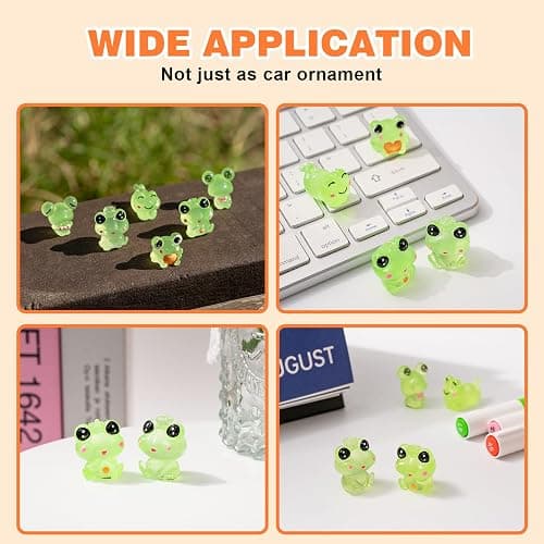 Rislobx Luminous Frog Car Dashboard Decor, 6PCS Fun Frog Car Dash Decorations Car Rear View Mirror Ornament Interior Accessories for Home Office thumbnail 6