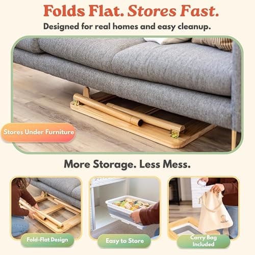 Mama Bear Educational Montessori Sensory Table & Art Easel for Kids & Toddlers | Folding Extendable Legs & Storage Bins, Magnetic Boards & Tiles, Light Box Included | Space-Saving Indoor/Outdoor Play thumbnail 6
