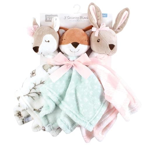 Hudson Baby Unisex Baby Animal Face Security Blanket, Enchanted Forest 3-Pack, One Size thumbnail 2