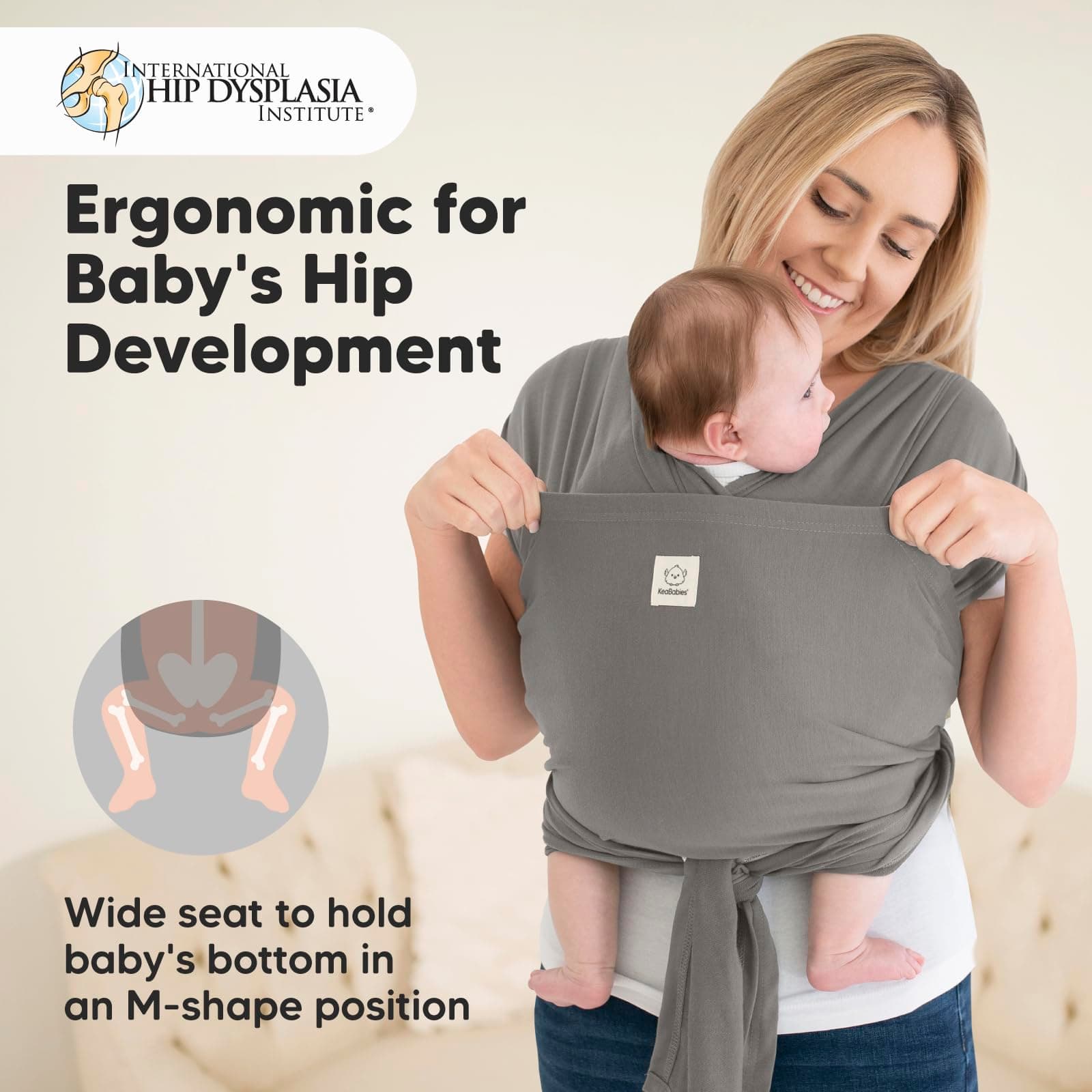 KeaBabies Baby Wrap Carrier Ring Sling - Easy to Wear, Adjustable D-Lite Baby Carrier Newborn to Toddler, Infant Carrying Shirt, Hands Free Bonding, Breathable Fabric Wearing Wrap (Graphite) thumbnail 5