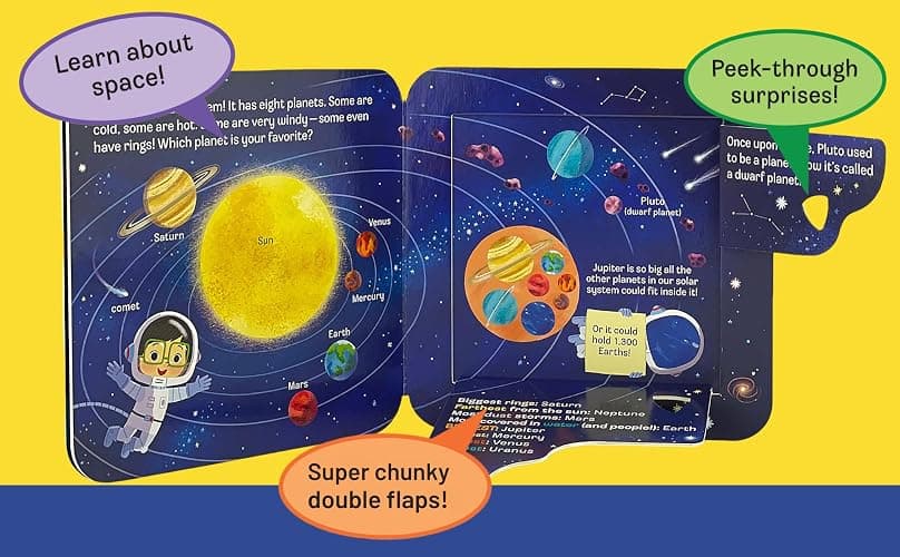 Peek-a-Flap Space Children's Lift-a-Flap Board Book - Planets, Solar System, Outer Space, Rockets & More thumbnail 3