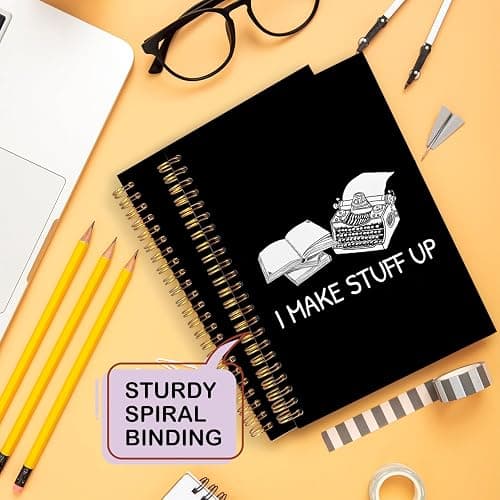 Yhtrg Funny Writer Spiral Notebooks, Gifts for Writers Journal Notebook, Authors Gifts Journals for Writing, I Make Stuff Up Humorous Typist Novelist Notebook for Note Taking, 5.5x8.3 Inch thumbnail 5