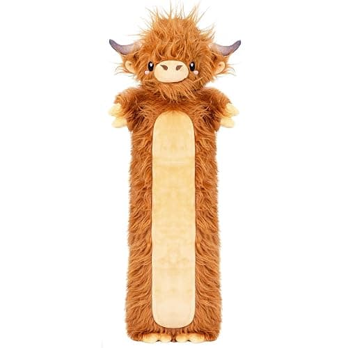 Brown Highland Cow Microwavable & Weighted Stuffed Animals - Unscented Heatable Plush Doll, Cute Cow Plush Toys Gifts for Girls Boys and Kids, Happy Fuel - Image 1