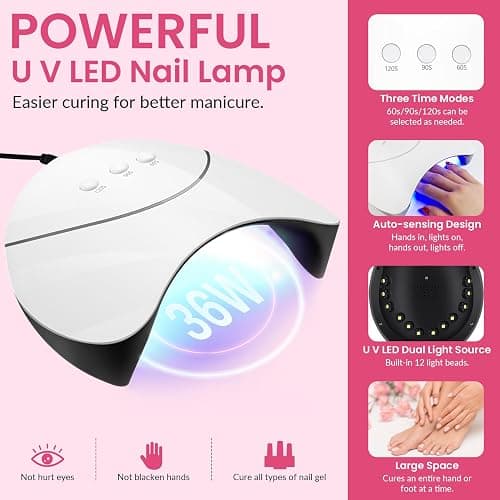 VANREESA 42 Pcs Gel Nail Polish Kit with U V Light 24 Colors Gel Polish Nail Set Glossy & Matte Top Coat Complete Nail Kit with Manicure Tools for All Seasons Gifts for Women Girls thumbnail 4