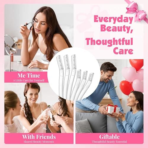 32-Pack Face Razors for Women – Dermaplane & Eyebrow Razor Set, 24 Long + 8 Short Precision Blades for Peach Fuzz Removal, Gentle Exfoliation, Ideal for Stocking Stuffers (Clear) thumbnail 5