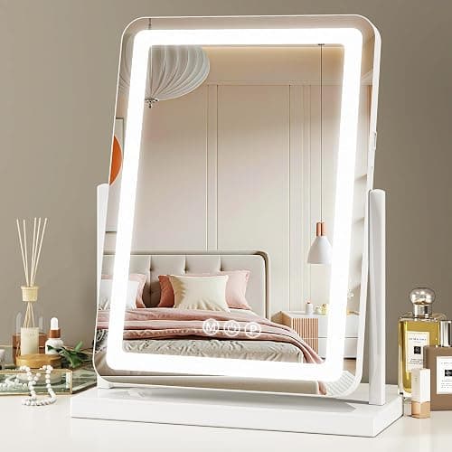 Novlux Vanity Mirror with Lights, 18"x13" Hollywood Lighted Makeup Mirror for Tabletop & Bedroom 3 Color Lighting Modes Smart Touch Control 360° Rotation Detachable thumbnail 6