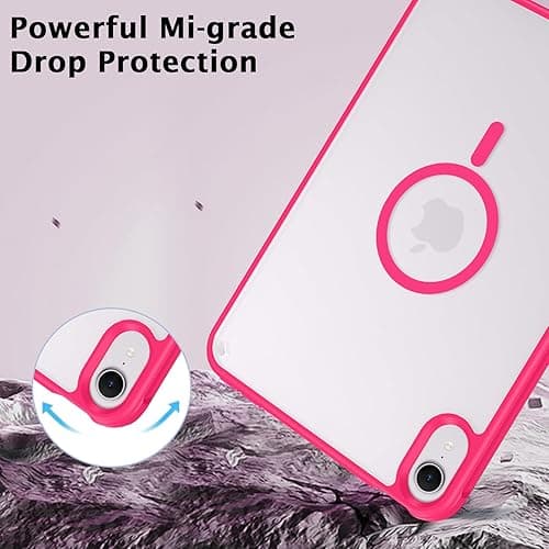 Telaso for iPad mini 7 A17 Pro 2024/iPad Mini 6 2021 8.3 Inch iPad mini 7th/6th Gen Magnetic Case, Translucent Matte Back Soft TPU Bumper Military Grade Case for iPad mini 7/Mini 6, Hot Pink - Hot Pink thumbnail 8