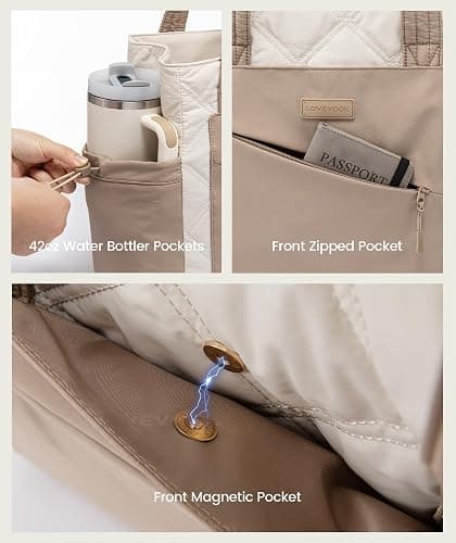 LOVEVOOK Tote Bag for Women, Puffer Bag and Work Bags with Zipper for Travel, Daily, School, Quilted Nurse Shoulder, 2pcs thumbnail 5