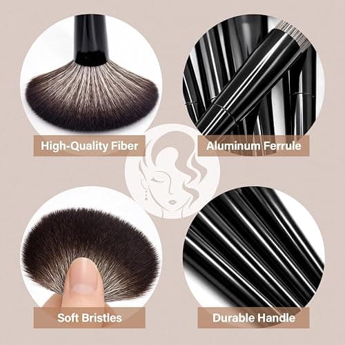 Makeup Brushes Set, Mlemle Professional 25 Pcs Makeup Kit, Include Powder Foundation Concealers Blush Eye shadows 21 Pcs Makeup Brushes and 2 Powder Puff, 2 Makeup Sponge(B02-EmberBlack) thumbnail 4