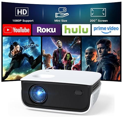 Mini Projector, NICPOW Upgrade Portable Outdoor Movie Projector, 1080P and 200" Supported Small Projector Compatible with TV Stick, Phone, PS5, HDMI, USB for Home, Bedroom, Gaming, Outdoor Use - Image 1
