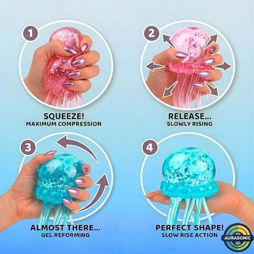 Glitter Jellyfish Squishy - Pink & Blue Squishies 2026 Upgraded Sugar Jellyfishes Dumplings Cubes for Adults Teens Squeeze Stocking Stuff 2 PCS thumbnail 6