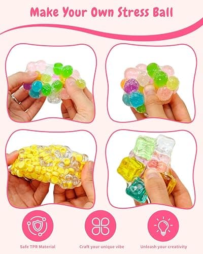 ALKB DIY Stress Ball Making Kit, TPR Skins Filler Tools Anxiety Relief Gift | Squishy Making Kit, Make Your Own Stress Balls thumbnail 5