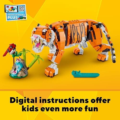 LEGO Creator 3 in 1 Majestic Tiger Building Set, Transforms from Tiger to Panda or Koi Fish Set, Animal Figures, Collectible Building Toy, Gifts for Kids, Boys & Girls 9 Plus Years Old, 31129 thumbnail 4