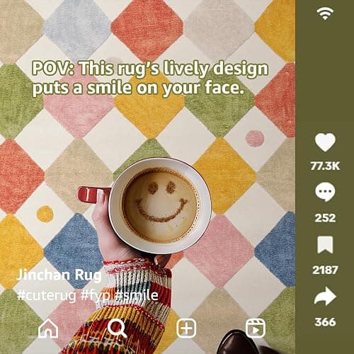 jinchan Macy 5x7 Area Rug for Kids Room Modern Colorful Checkered Diamond Nursery Rug Indoor Washable Soft Non Slip Carpet for Playroom Classroom Bedroom Dorm Daycare Living Room Circus on Cream thumbnail 2