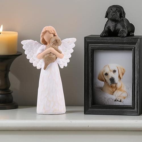Chocolate Lab Dog Angel Figurine - Sympathy Keepsake, Pet Remembrance for Loss, Rainbow Bridge Figurines, Bereavement Angel Statue, Hand-Painted Condolence for Passed Companion & Pet Lovers thumbnail 6