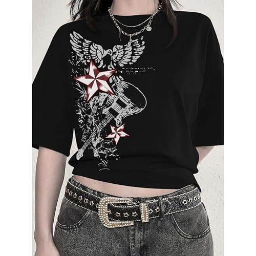 Weetiotio Vintage Rock Band T Shirts for Women Oversized Graphic Tees Country Music Y2k Grunge Shirts Baggy Streetwear Shirt thumbnail 4