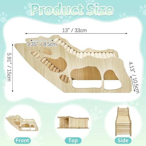 PINVNBY Hamster Climbing Ladder and Tunnel Hideout Wooden Hamster Climbing Toy Cage Decor Accessories for Gerbil Mice or Other Small Animals (Maze Tunnel) thumbnail 4