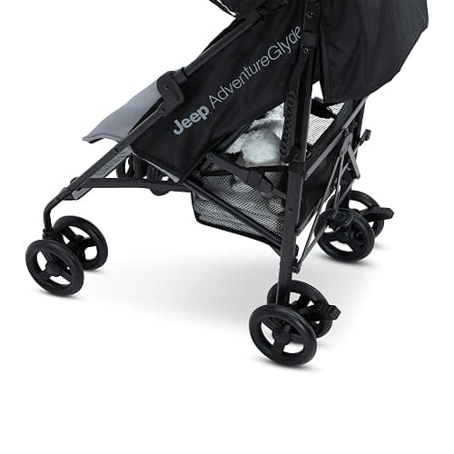 Jeep AdventureGlyde Stroller by Delta Children - Lightweight Travel Stroller with Smoothest Ride & Compact Fold, 3-Position Recline, Extra Large Storage Basket, Black/Grey thumbnail 9