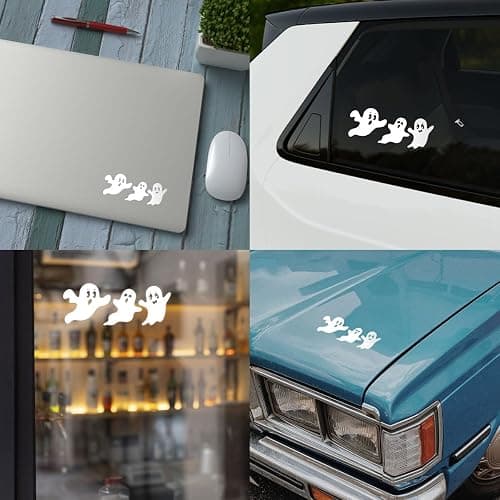 3 Pcs Small Ghost Sticker, Cute Spooky Halloween UV DTF Decal Minimalist Ghost Mirror Stickers for Car, Glass, Window, Laptop, Tumbler, Gift for Friends, Teens, Halloween Lovers – 4 Inches (Ghost) thumbnail 5
