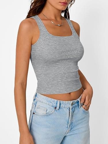 SUNBS Womens 3 Pack Square Neck Tank Tops Soft Ribbed Crop Tops Basic Camisoles thumbnail 3