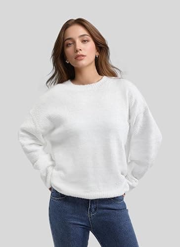 Women's Oversized Crewneck Sweaters, Long Sleeve Fuzzy Knit Casual Chunky Warm Fall Pullover Sweaters Top Trendy Outfits thumbnail 6