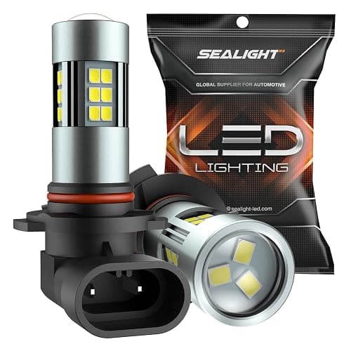 SEALIGHT H10/9145/9140 LED Fog Light Bulbs, 6000K Xenon White, 27 SMD Chips, 360-degree Illumination, Non-polarity, Pack of 2 - Image 1