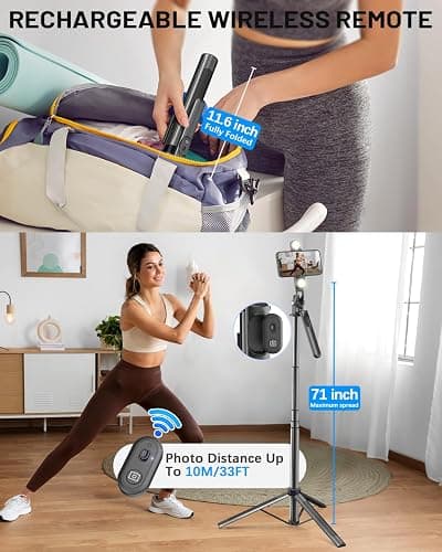Yeaki Vlogging Kit for iPhone/Android, 71" Selfie Stick Tripod for iPhone with Light, Wireless Remote & Microphone, Adjustable Phone Tripod for TikTok/YouTube Starter Content Creator Essentials Kit thumbnail 4