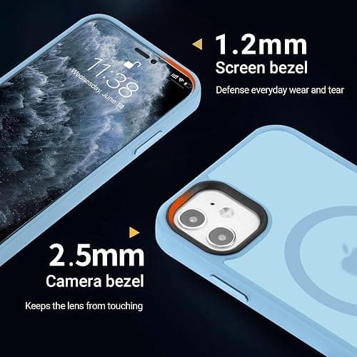 Yriklso Strong Magnetic Case for iPhone 11 [Compatibilty with MagSafe] Protective Shockproof Cover Phone Case for iPhone 11 6.1" Sierra Blue - Matte Sierra Blue thumbnail 5
