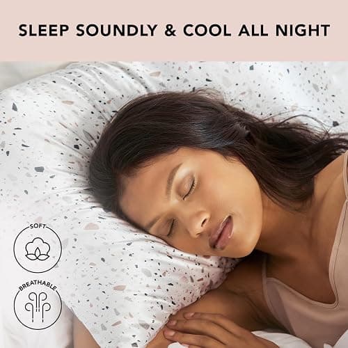 Kitsch Satin Pillowcase with Zipper for Hair & Skin, Softer Than Silk Pillow Cases Queen, Wrinkle-Free, Smooth and Cooling Satin Pillow Covers, Standard Size 19"x26", White Terrazzo thumbnail 5