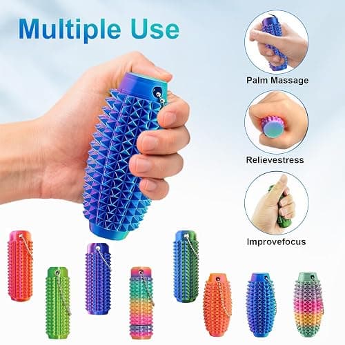 3PC Little Ouchies Fidget Toys Adults, Pain Stim Fidget Anxiety Relief Pain Stim Pocket Sensory Toys for Anxiety and Stress Reduction,Portable Travel Stress Relief Spiky Fidget Keychain (Style-2) thumbnail 3