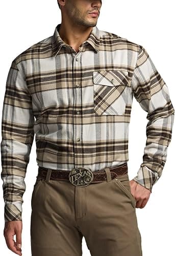 CQR Men's 100% All Cotton Button Down Flannel Shirts, Long Sleeve Brushed Warm Soft Casual Outdoor Plaid Shirt thumbnail 8