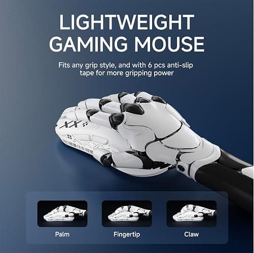 SEUNKWANG EWEAND X23 Pro Wireless Gaming Mouse, Tri-Mode 2.4G/USB-C/BT Mouse, PAW3311 Sensor, 12000 DPI, 59g Lightweight, 1ms Response, Computer Mouse with Anti-Slip Grip Tape for Laptop/PC/Mac-White thumbnail 6