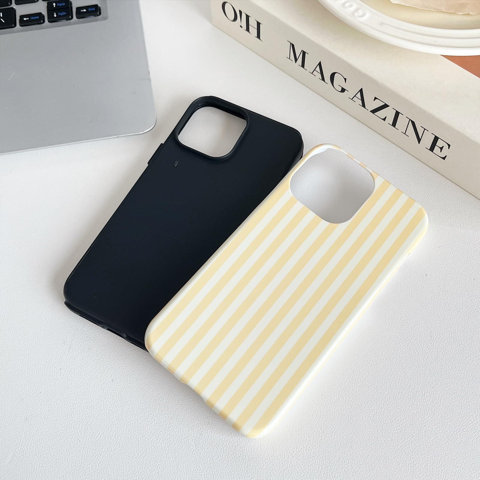 Compatible with iPhone 13 and iPhone 14 Case, Cute Fashion Aesthetic Striped Pattern Cover for Women, Shockproof Soft TPU and Hard PC Protective Phone Case for iPhone 13/14 6.1"- Blue thumbnail 4