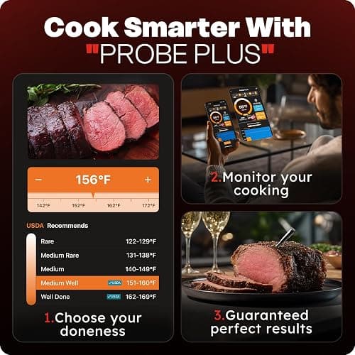2026 Upgraded Smart Wireless Meat Thermometer 6 Sensors Accuracy Digital Food Thermometer 0.5S Instant Read, IP67 Waterproof for BBQ, Grill, Smoker, Oven, Air Fryer thumbnail 3