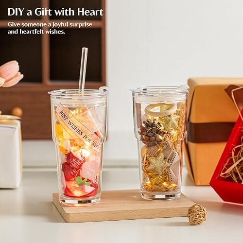 INSETLAN 20oz Clear Glass Cup with Lid and Glass Straw, Set of 2 Thickened Glass Coffee Tumblers, Drinking Glasses with Straw for Smoothie, Tea, Milk, Whiskey, Water and More – Elegant & Durable thumbnail 6