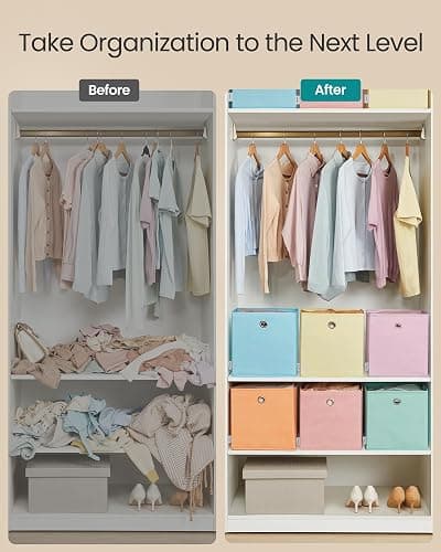 SONGMICS Storage Cubes, Set of 6 Odorless Foldable Storage Boxes, 10.2 x 10.2 x 11 Inches, Closet Organizers for Shelf, Rainbow Storage Bins, Colorful Fabric Bins for Bedroom, Living Room URFB226X01 thumbnail 7