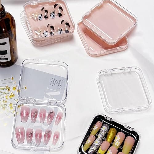12 Piece Press On Nail Storage Box with 60 Pcs Double Sided Tape - Acrylic Fake Nail Display Box for Home Salon Use thumbnail 4
